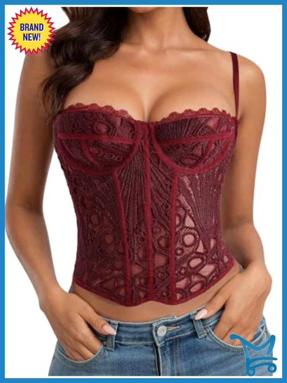 Lace Corset Top Womens Bustier Adjustable Straps Party Club Sexy